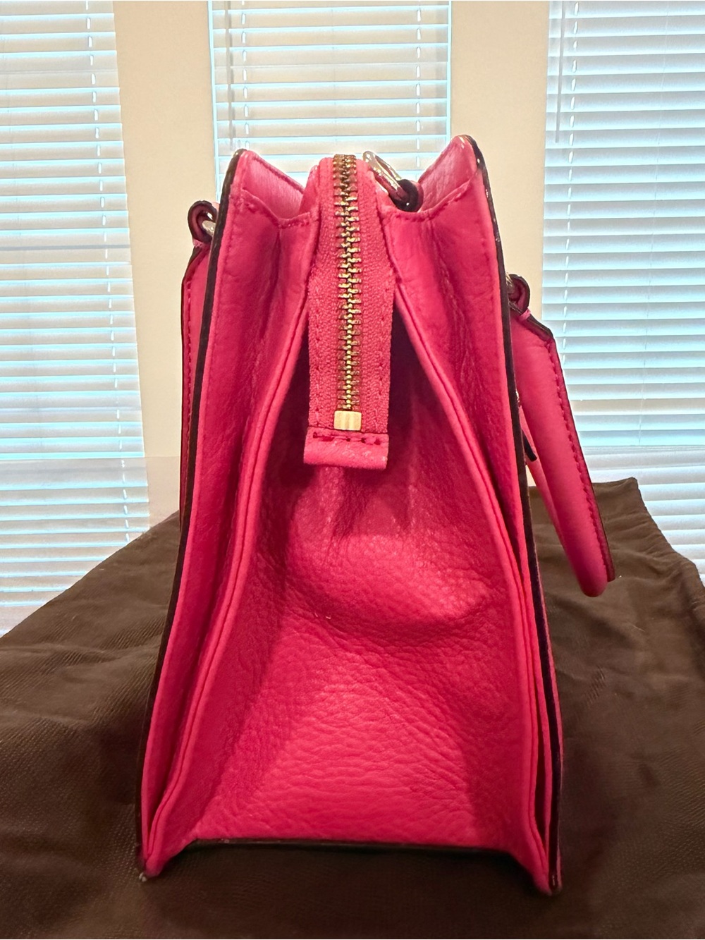 Kate Spade Mulberry Street Lise Ruby Pink Pebbled Leather Satchel Bag w Dust Bag - Picture 7 of 13